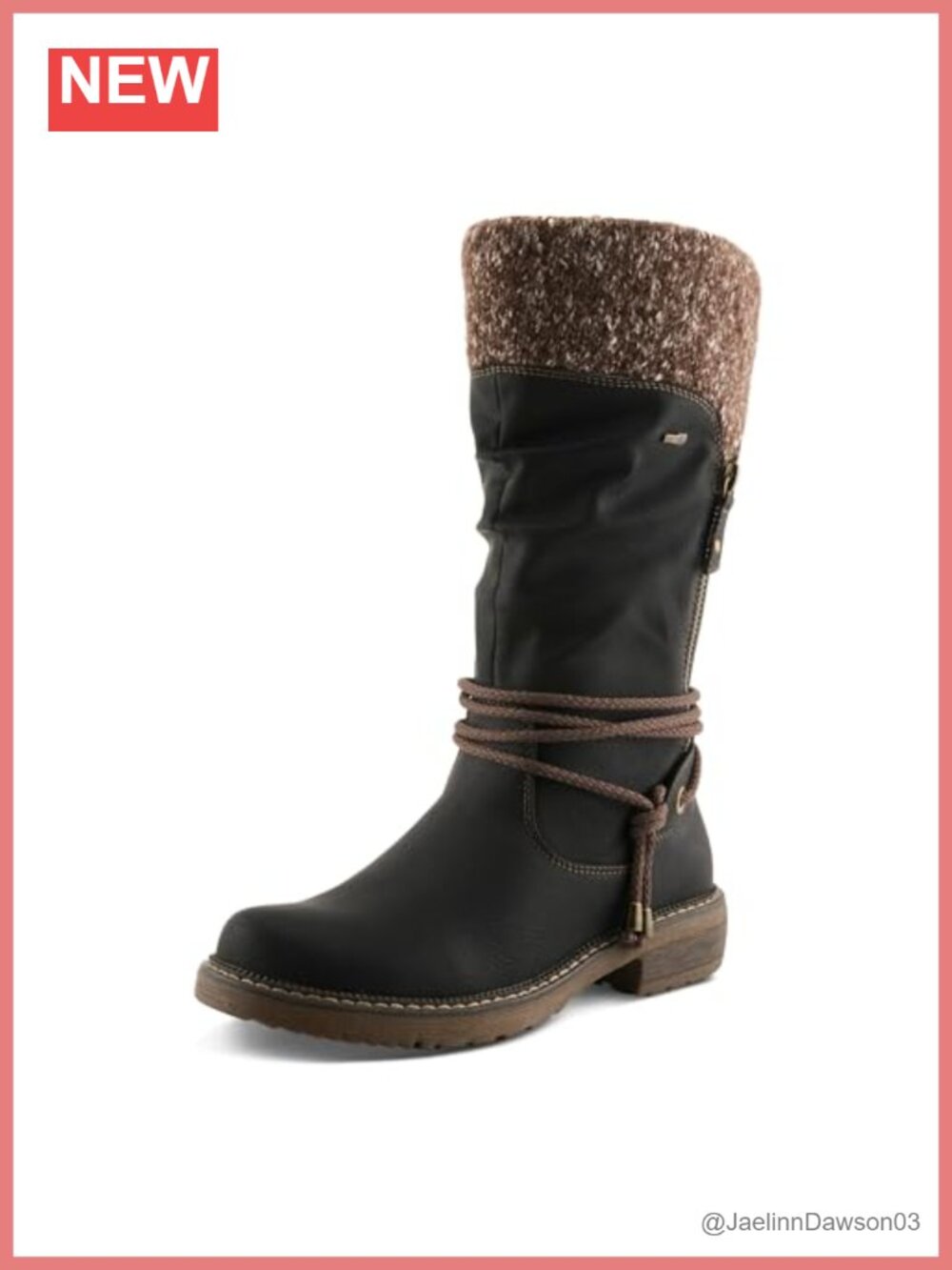 Women's Mid-Calf Zip Boots Faux Fur Lining Water Resistant Low Heel